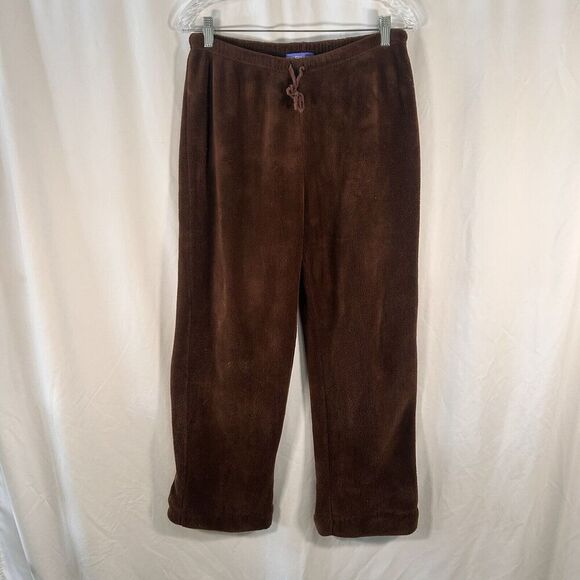 Pine Cone Hill Pajama Pants Women's Medium Brown Fleece Pull On Drawstring - Picture 1 of 9